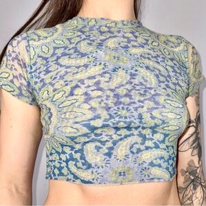Y2K Sweet Pea Mesh Retro Psychedelic Geometric Crop Baby Tee